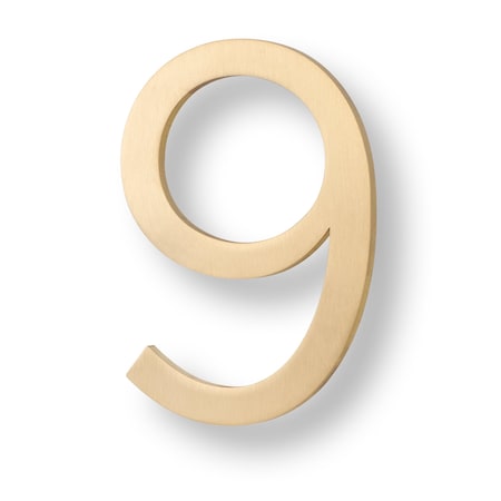 Sure-Loc Hardware Sure-Loc Hardware Floating House Number, 6, No. 9, Satin Brass HNF6-9 SB